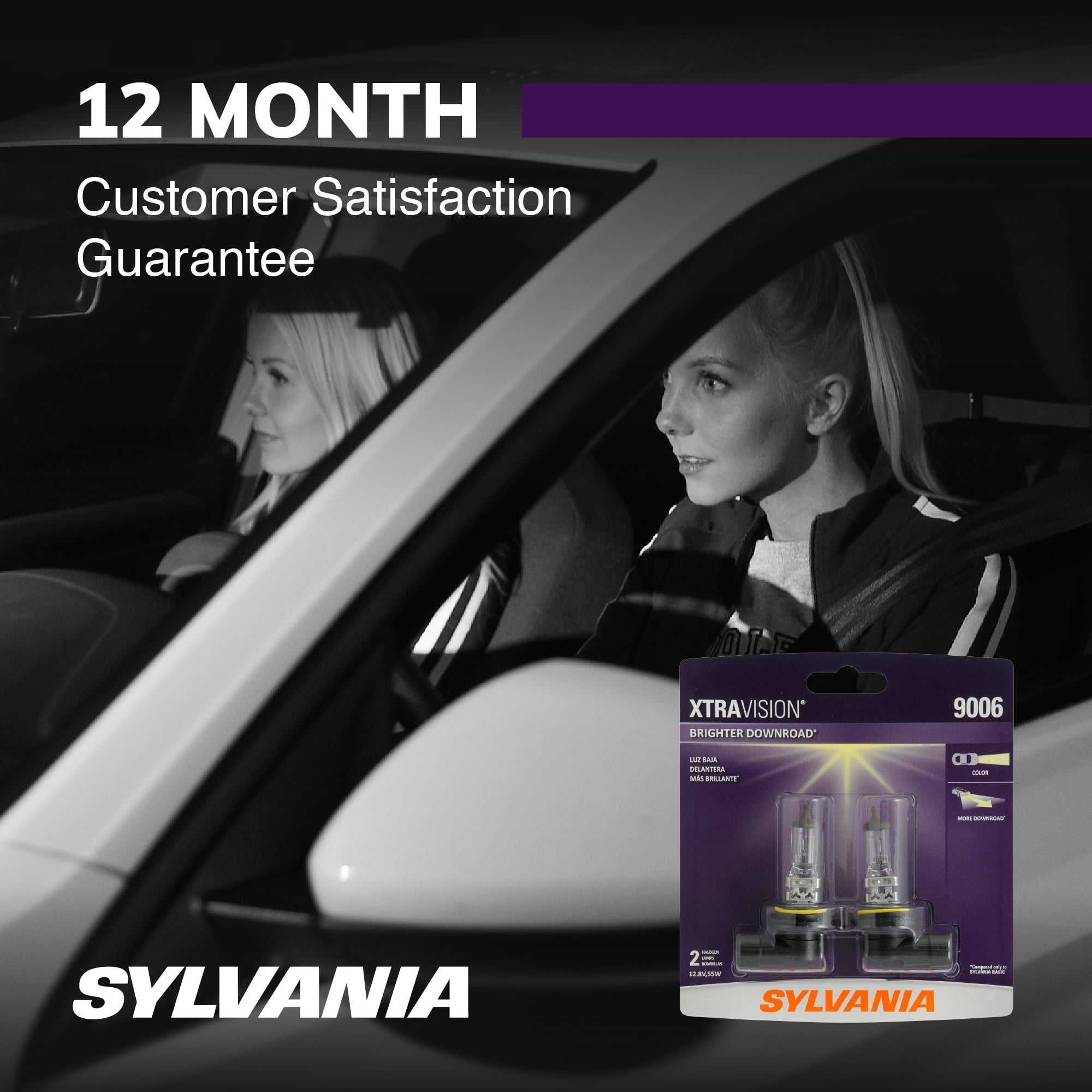 Sylvania 9006 XtraVision Halogen Headlight Bulb, Pack of 2.