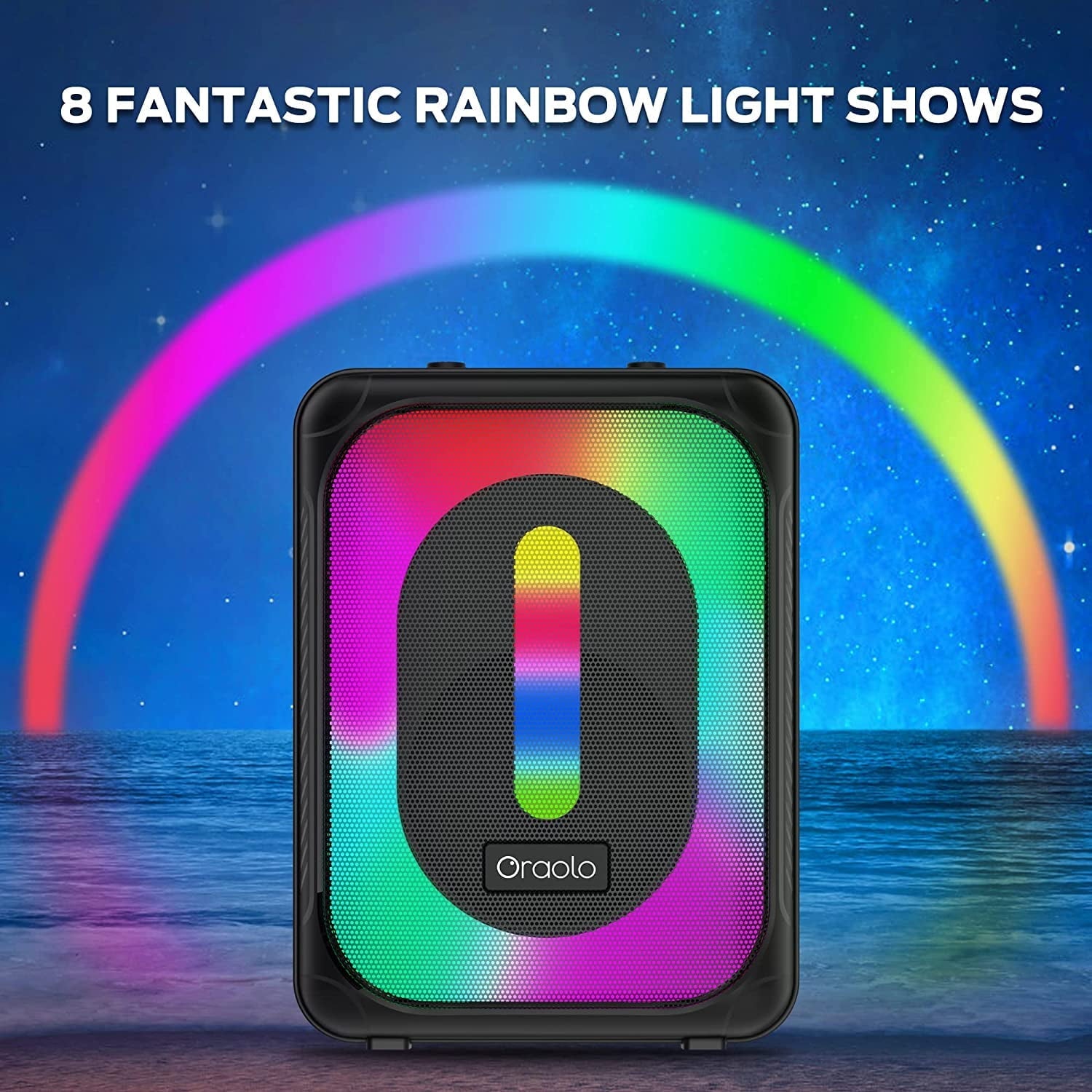 Bluetooth Speaker Wireless with Lights, Oraolo Roller Loud Bluetooth Speaker 40W Portable Speaker, Wireless Outdoor Speakers TWS Pairing for Outdoor 24H Playtime, Built-in Mic, Support TF Card USB AUX