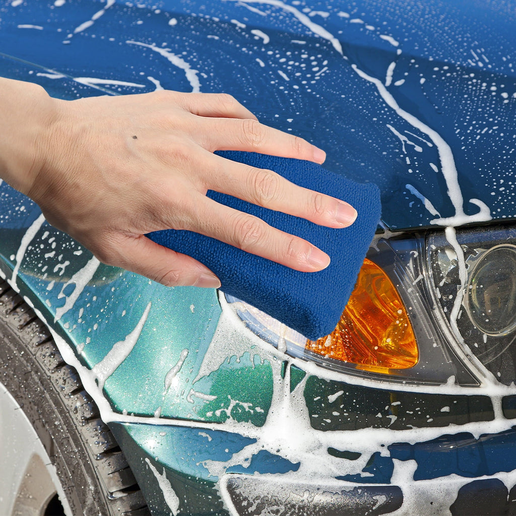 Unique Bargains 6pcs Dark Blue Microfiber Detailing Applicator Sponges for Applying Wax Car Wash Dirt Washing Tool