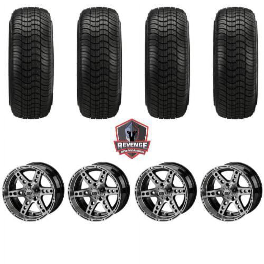 14" Chaos Machined Black Golf Cart Wheels and Tires Combo (205/30-14) Set of 4