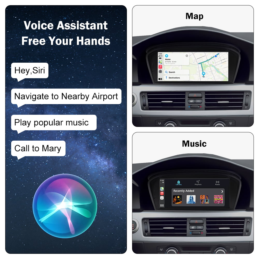 Road Top 8.8 inch Touch Screen Car Stereo for 2010-2012 BMW 5 Series E60 E90 E91 E92 E93 with CIC System Apple Carplay Android Auto Radio GPS Navigation for Car, Portable Car Stereo Screen