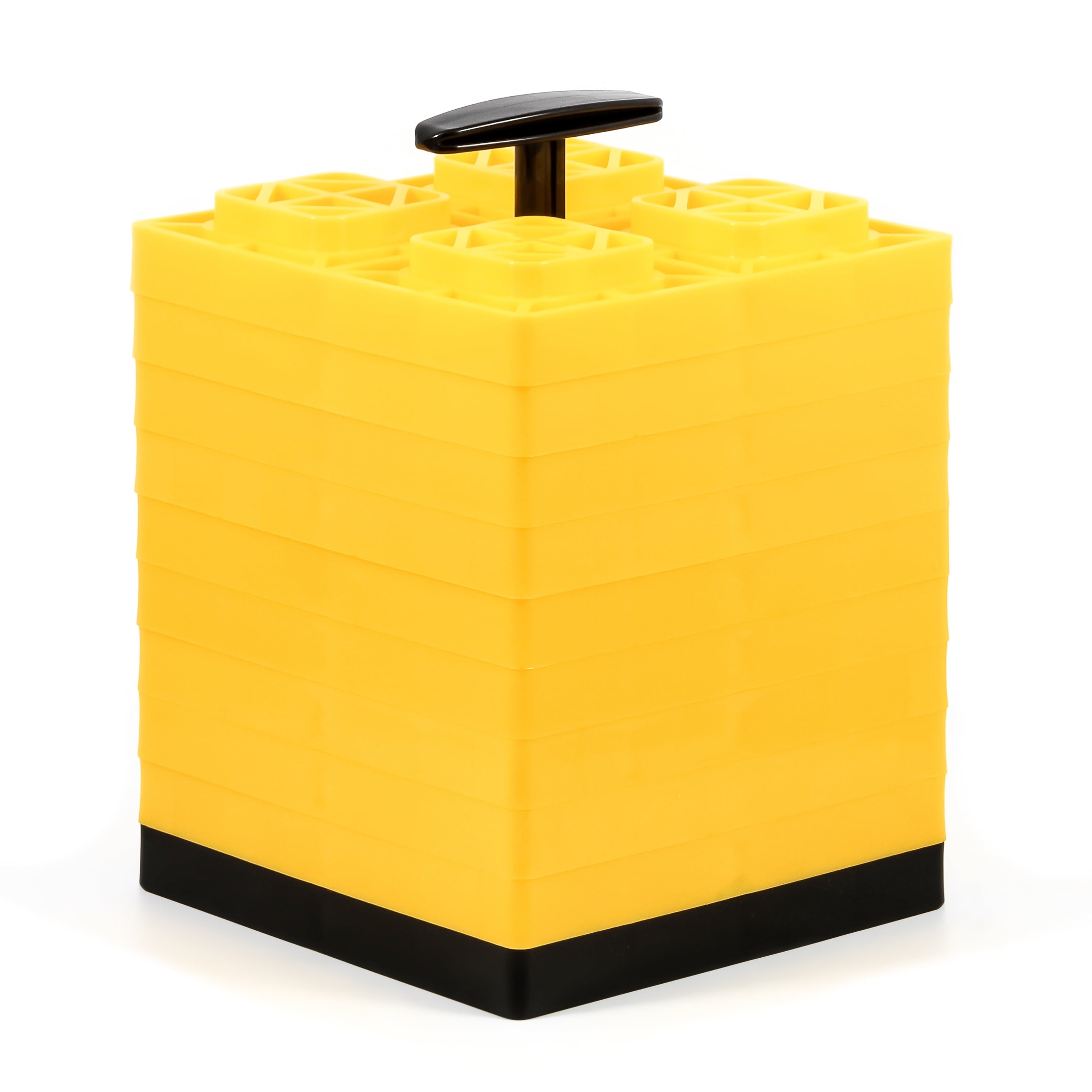 Camco FasTen RV Leveling Blocks | Features a Durable Resin Design and Convenient Carrying Handle | Compatible with Single Wheel, Stabilizer Jacks, and More | 8.5-Inches x 8.5-Inches x 1-Inch (21022)