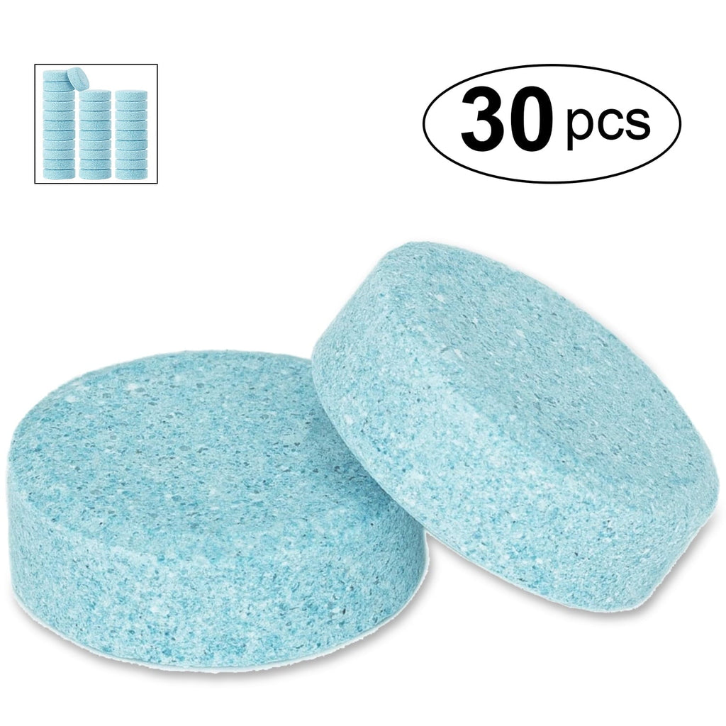 30 Pcs Glass Solid Wiper Cleaning Tablets, Car Windshield Glass Concentrated Washer Tablets, Multifunctional Car Effervescent Washer Cleaning Tool for Car Kitchen Window
