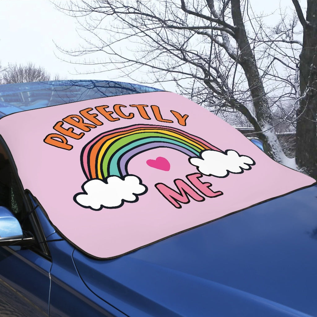 JINMUZAO Rainbow Windshield Snow Ice Cover, Protects Windshield and Wipers from Weatherproof, Rain, Sun, Frost, Vehicles, Cars Trucks Vans and SUVs,55.9"x37.7"