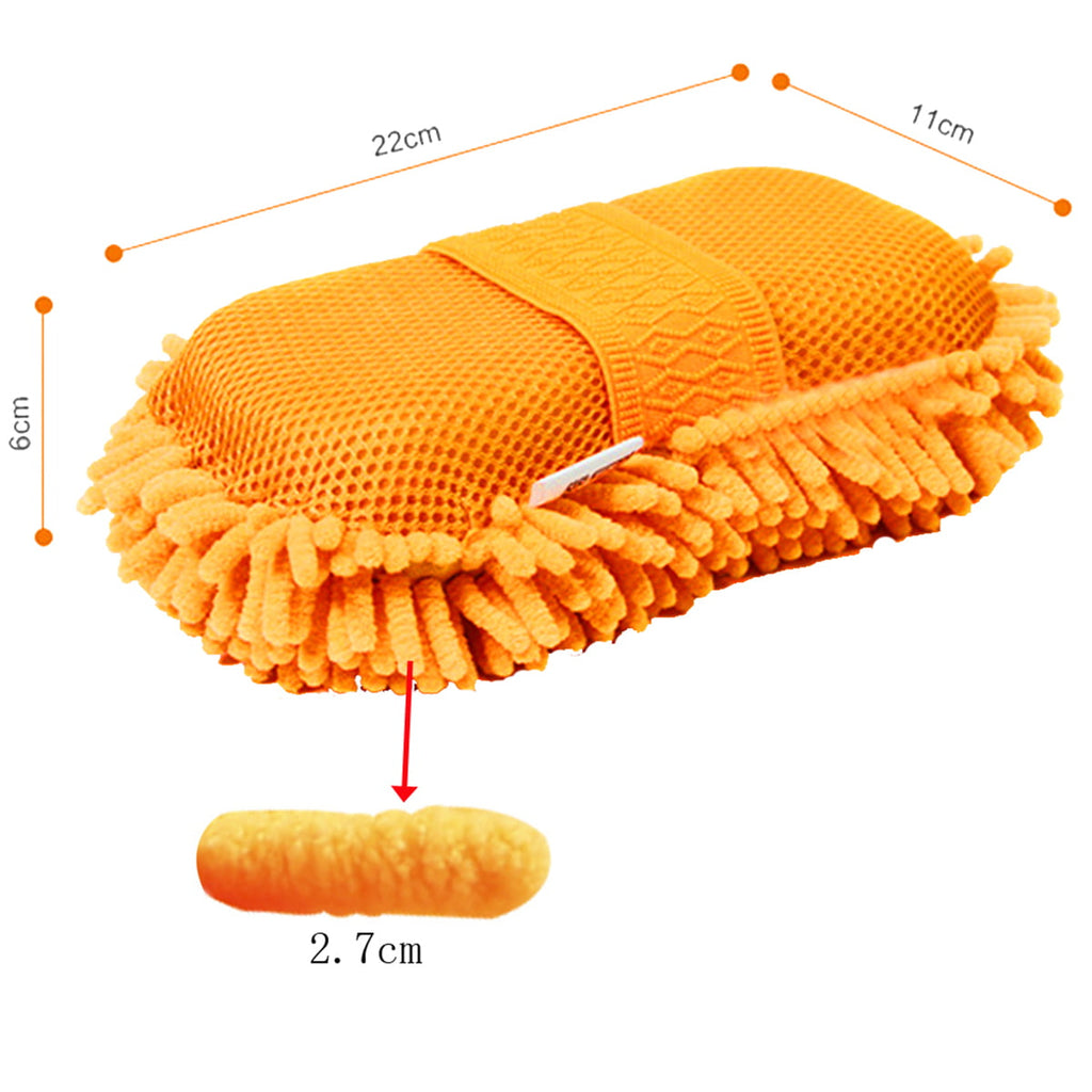 AUTOOL Car Wash Chenille Microfiber, Firwood Scratch Free Car Wash Sponge Highly Absorbent with Handle Strap