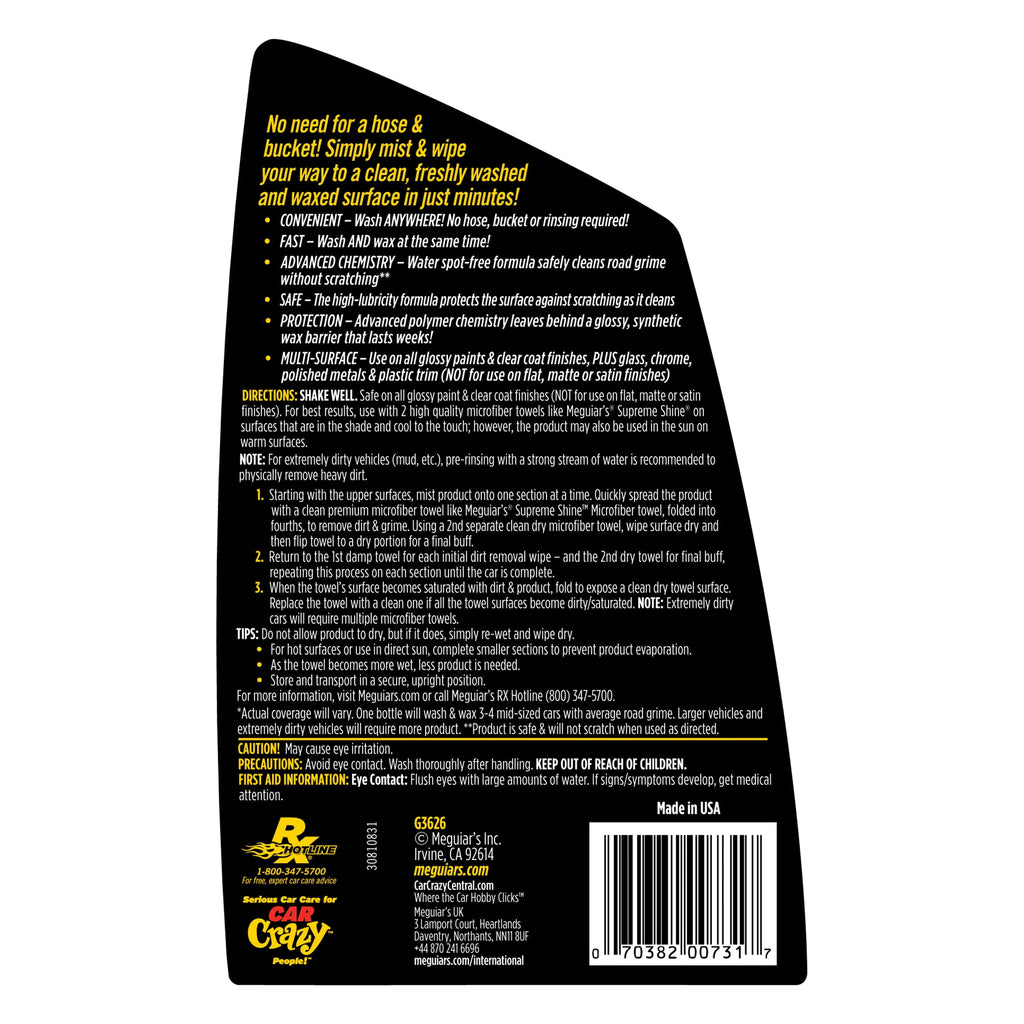 Meguiar's Ultimate Waterless Wash & Wax, G3626, 26 Oz