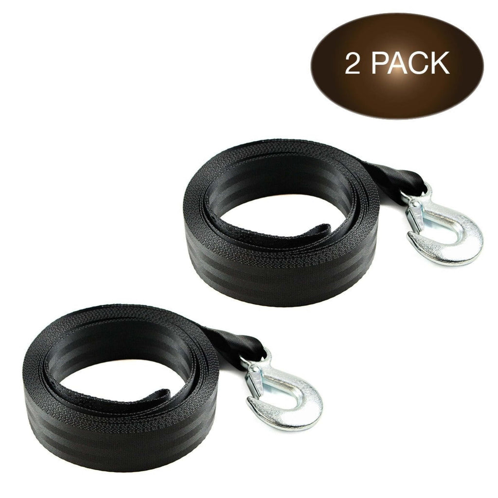 "DC Cargo Mall Marine Winch Strap -2 Pack | 2"" x 20' Long Boat Tie-Down Polyester Transom Straps for Securing Boats, Pontoons, Whalers, Jetskis, to Docks and Trailers | Winches & Bolts NOT Include"