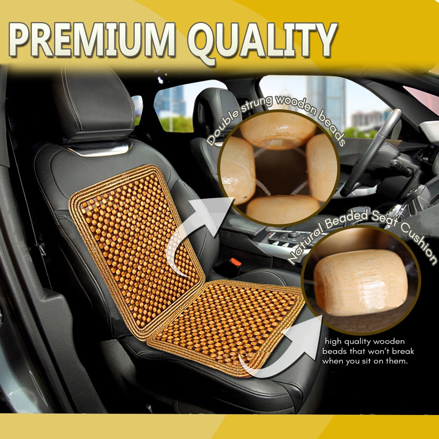 Zone Tech Natural Beaded Seat Cushion