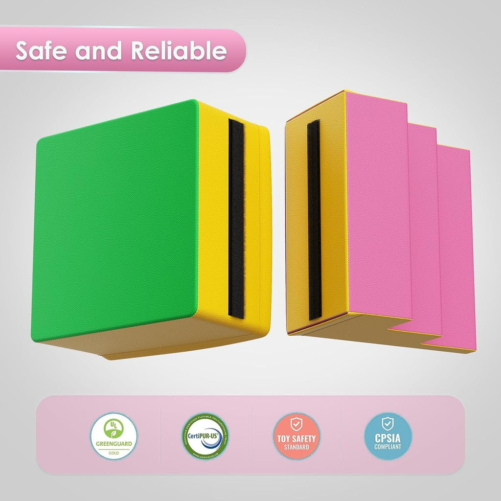 Foam Climbing Blocks for Toddlers, 9 Pieces Soft Play Climbing for Kids, Toddler Climbing Toys with Stair and Slide, Indoor Crawl and Climb Playset for Kids (Colorful)