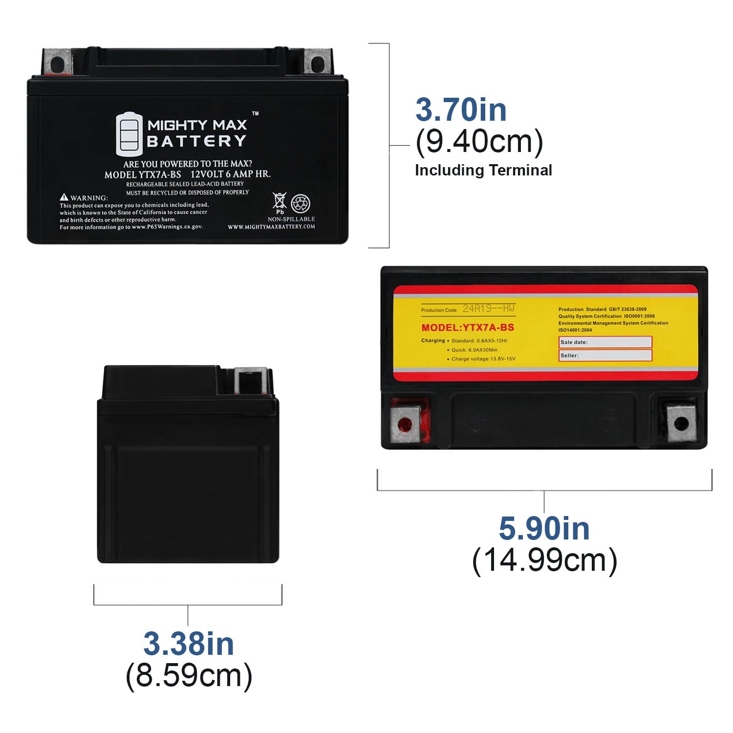 YTX7A-BS Battery for Star 50cc Moped Scooter