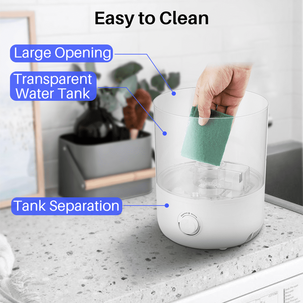 UUGEE Cool Mist Humidifier for Room Baby 4L Home Double Nozzle Liquid Vaporizer with Filter, White