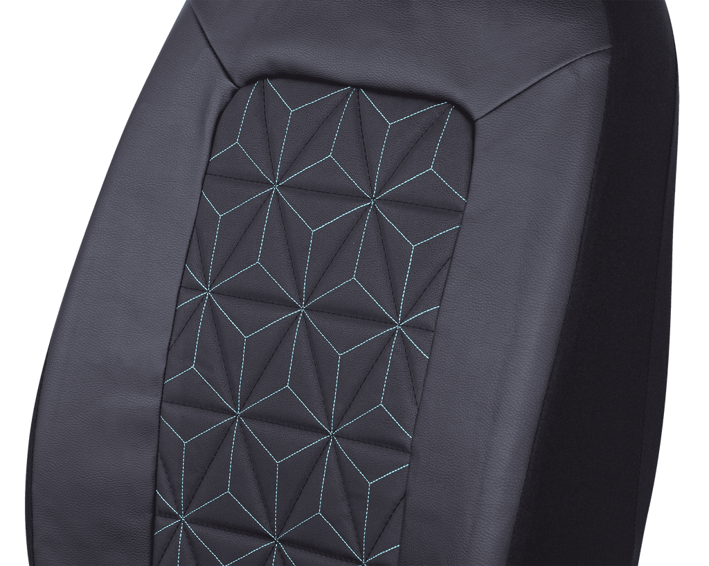 Auto Drive 2PC PVC Quilted Geometric Low Back Seat Covers Leather Teal - Universal Fit, 1902SC54