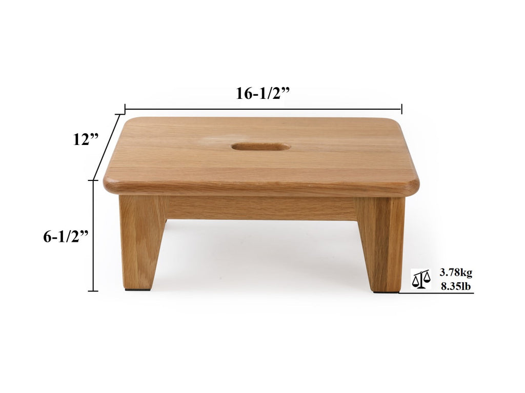 CONSDAN Step Stool for Bed, USA Grown Oak,Wooden Step Stool for Adults, One Step Stool for Seniors, 6.5" High, Non-Slip Mat, No Assembly Needed, Solid Wood, Natural Color