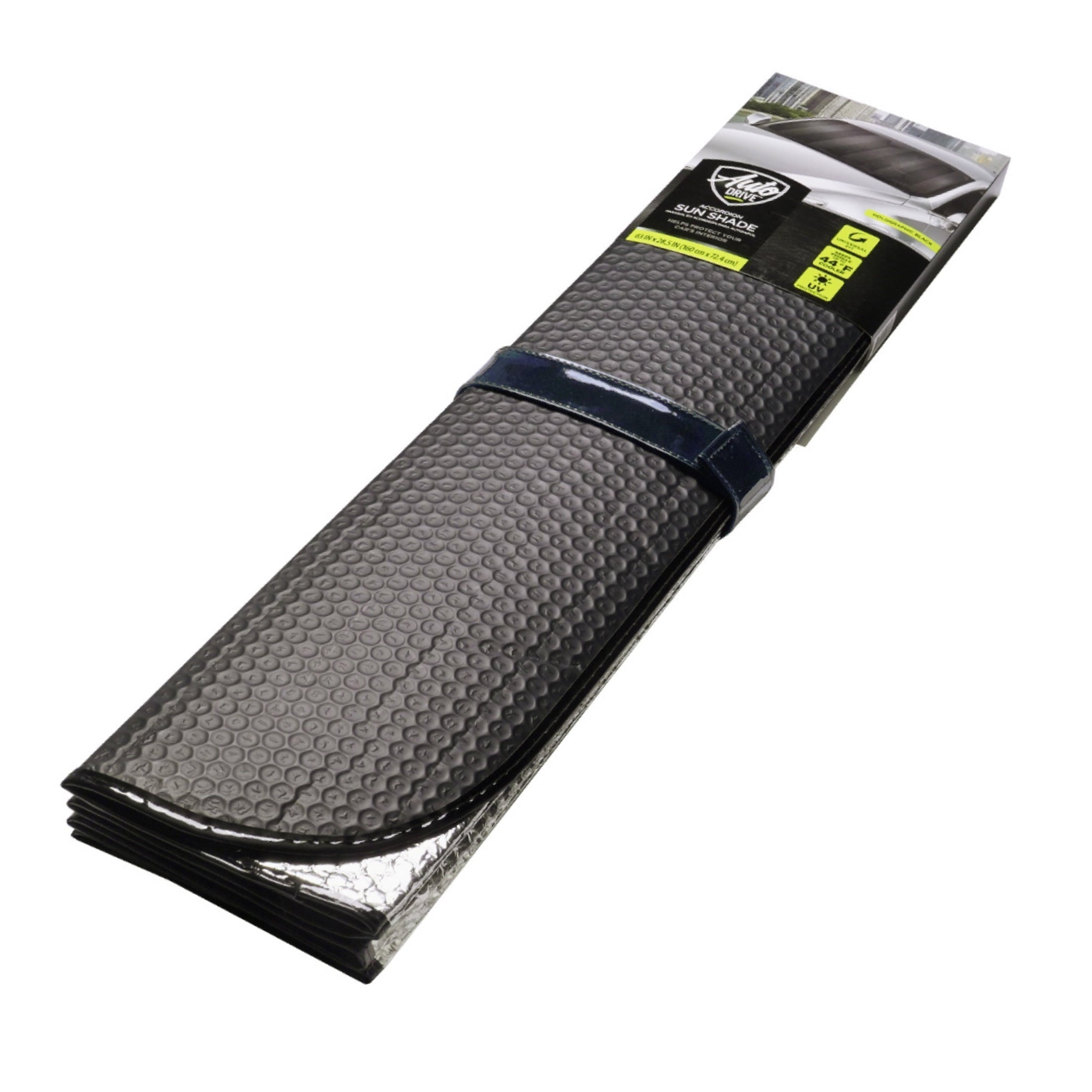 Auto Drive Windshield Black Accordion Sunshade for Models Sedan SUV Hatchback Liftback 1 Count, 63"x 28.5"