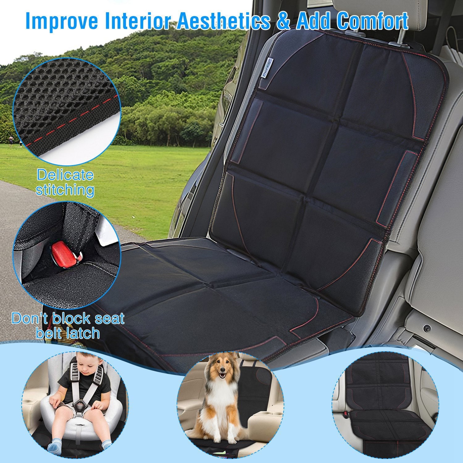 iMountek 2 Packs Protector with Thick Padding Protector Car Seat Car Seat Pad Car Seat Cushion