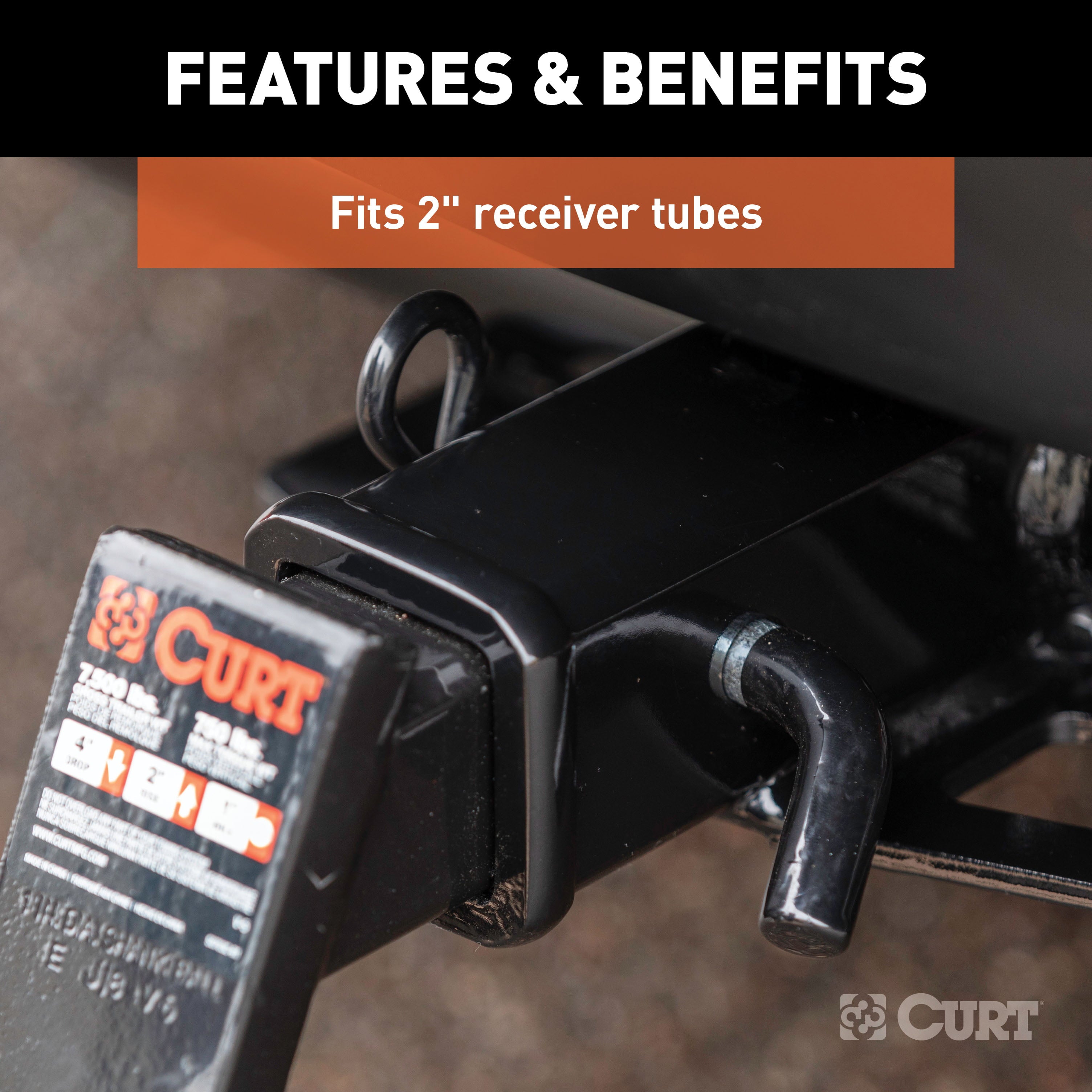 CURT 21510 Trailer Hitch Pin & Clip with Vinyl-Coated Grip, 5/8-Inch Diameter, Fits 2-Inch Receiver