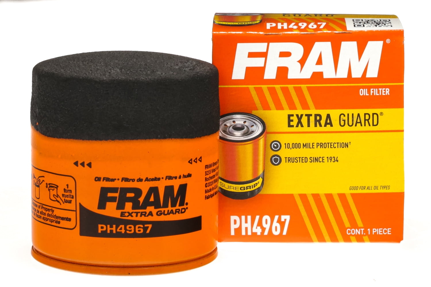 FRAM Extra Guard Oil Filter, PH4967, 10K mile Filter for Lexus, Nissan, Scion, Suzuki, and Toyota Fits select: 2018-2023 TOYOTA RAV4, 2018-2023 TOYOTA CAMRY
