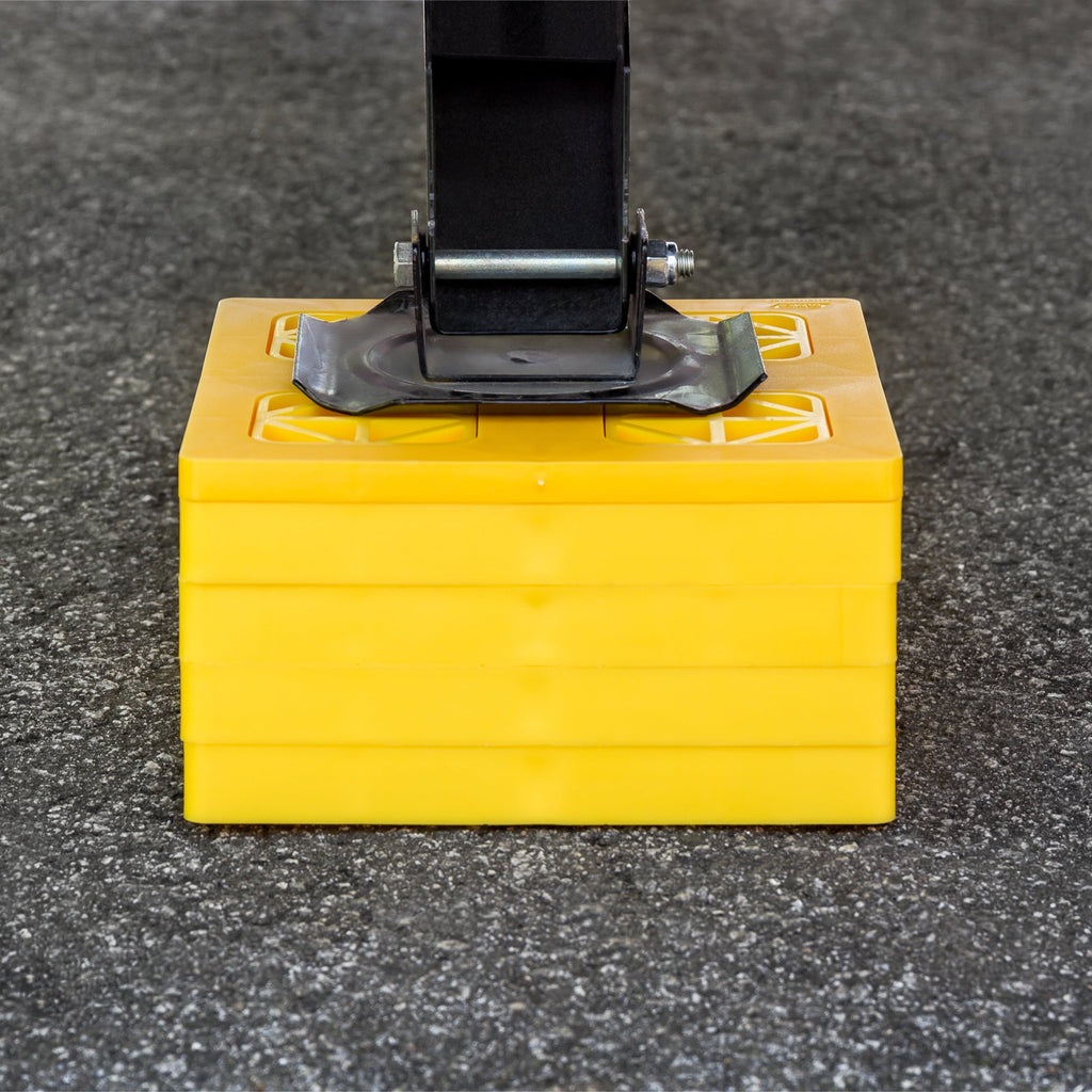 Camco FasTen RV Leveling Blocks | Features a Durable Resin Design and Convenient Carrying Handle | Compatible with Single Wheel, Stabilizer Jacks, and More | 8.5-Inches x 8.5-Inches x 1-Inch (21022)