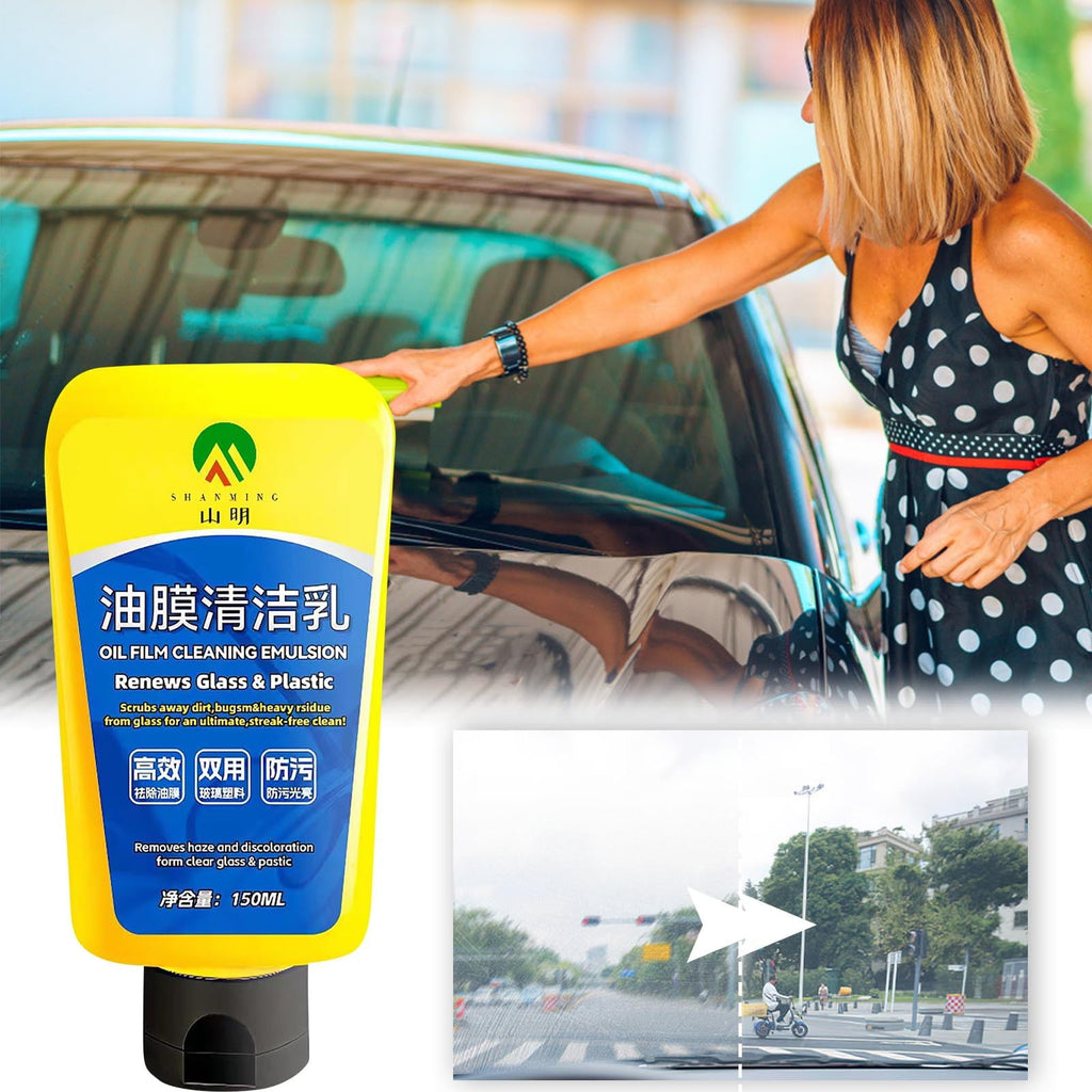 Car Glass Oil Film Cleaner, Glass Film Removal Cream,Popular Car Oil Film Cleaning Emulsion, Windshield Oil Film Stain Removal, Wiper Oil Film Cleaning Agent 150ml