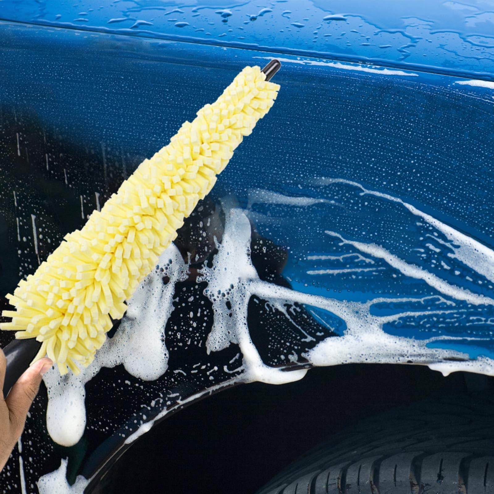Fnochy Car Essential Microfiber Wheel And Rim Brush For Car Trunk Motorcycle Bike Car Tire Engine Wash Tool Detail Cleaner
