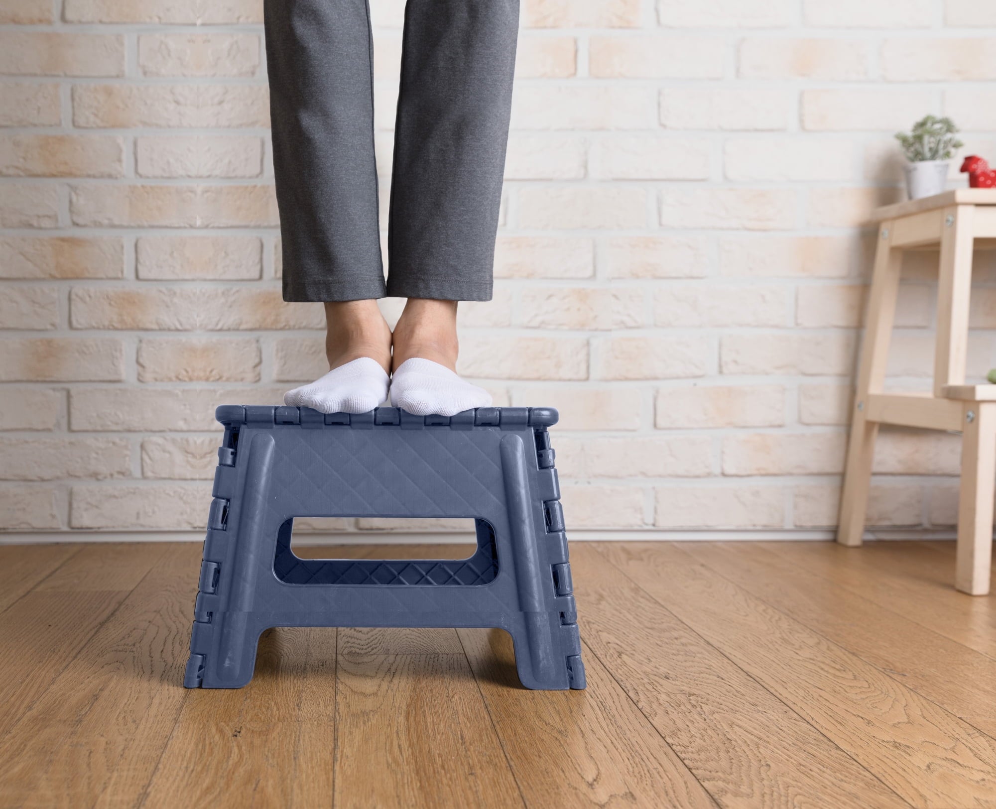 Home Folding Step Stool For Kids Adults 9" Heavy Duty Plastic Stool W/ Handle by Lexi Home