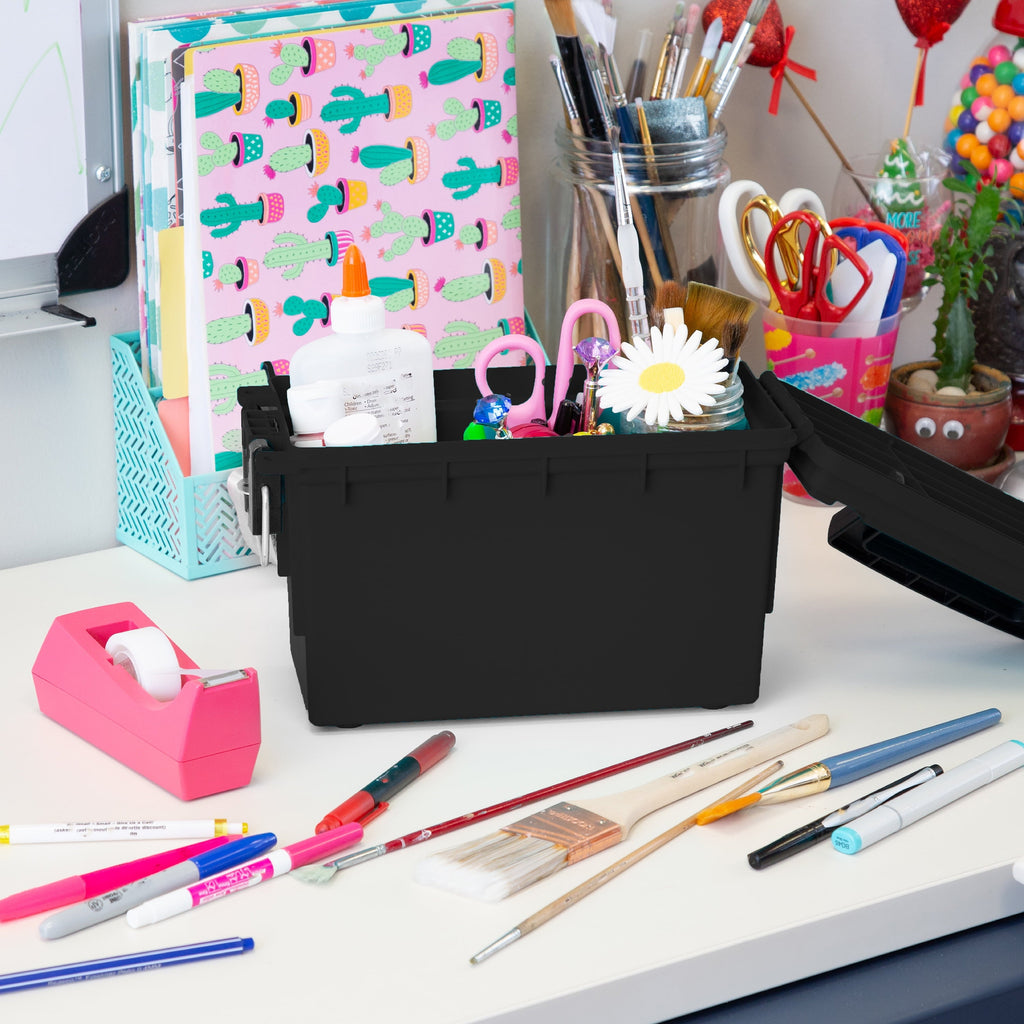 Hyper Tough Black Locking and Stacking Utility Box, Organization box