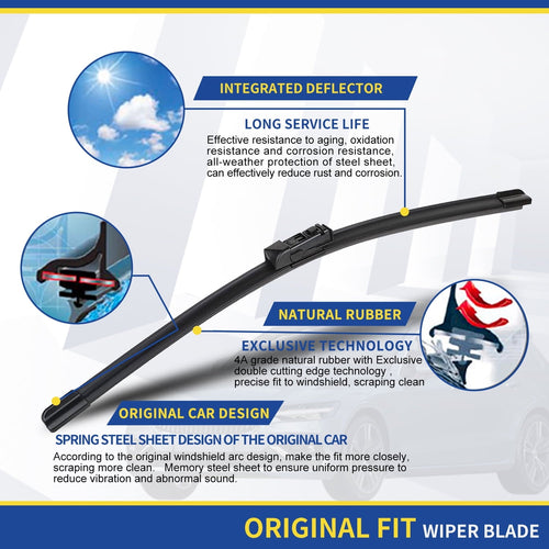 ANRDDO 3 Wipers Factory 26"+18"+16" for 2020-2022 Subaru Outback Original Equipment Replacement Front and Rear Windshield Wiper Blade (Set of 3)