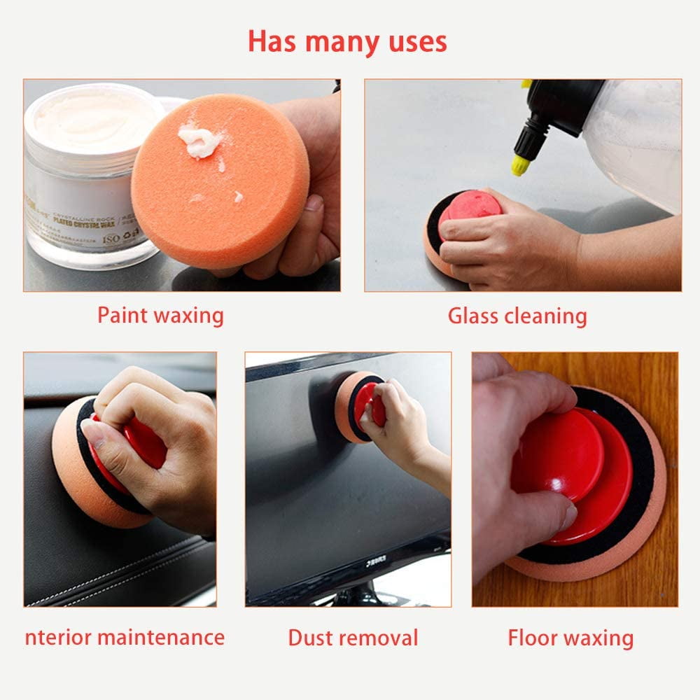 6PCS Car Wax Applicator Pads Kit- Car Detailing Tool for Waxing Kit Glaze Sealant Liquid Paste Wax Ceramic Coating , Paint and Auto Part Accessories , Car Wash Kit Cleaning Supplies