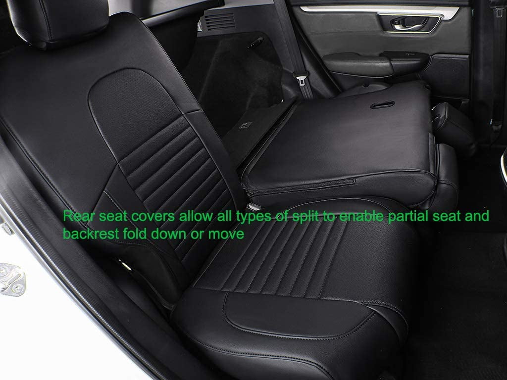 EKR Custom Fit CRV Car Seat Covers for Honda CRV 2023 2024 - Full Set Leather Auto Seat Covers (Black)