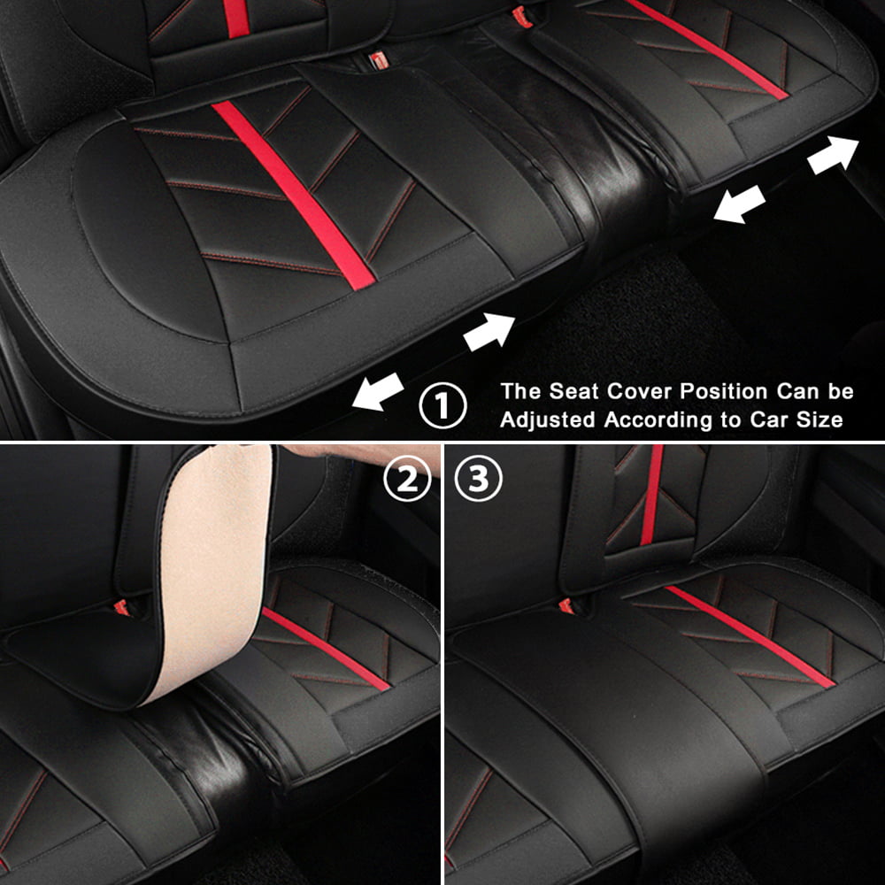 OTOEZ 5D Luxury Leather Car Seat Cover Full Set Front, Rear 5 Seats Protector Universal Fit