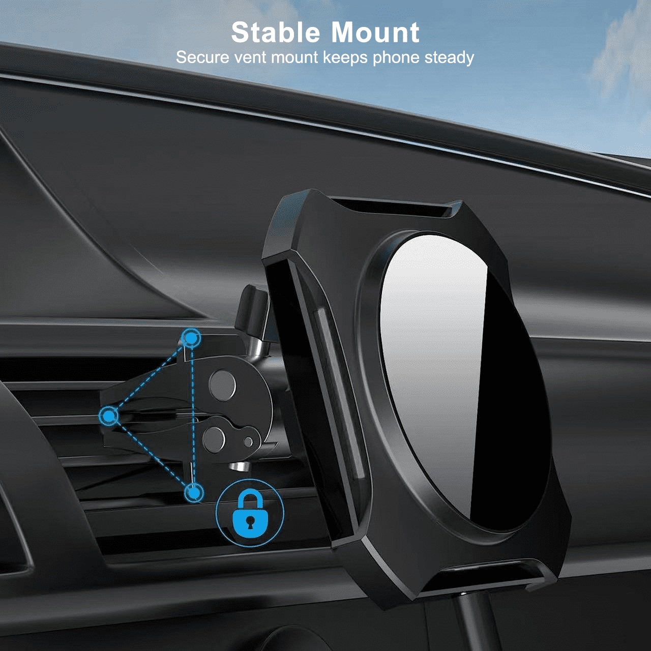Magnetic Wireless Car Charger Mount: ETEPEHI Car Accessories Mag-safe Charger, Car Phone Holder Mount for iPhone 14/13/12 Pro/Pro Max/Mini, Black