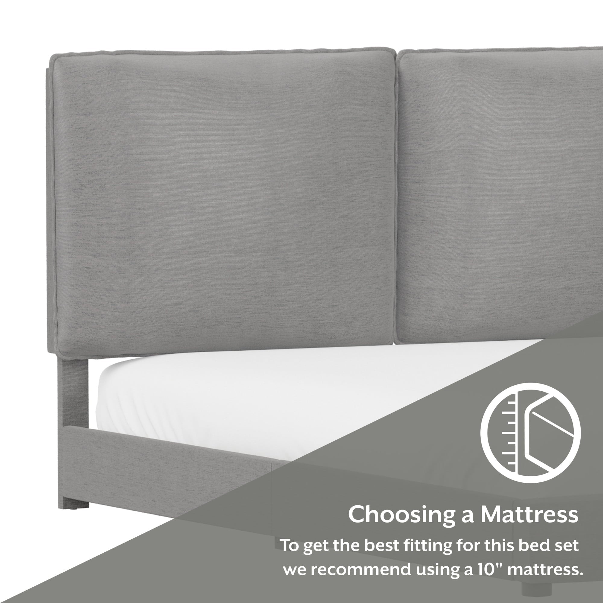 Hillsdale Arden Upholstered Pillow Queen Platform Bed, Nature Gray