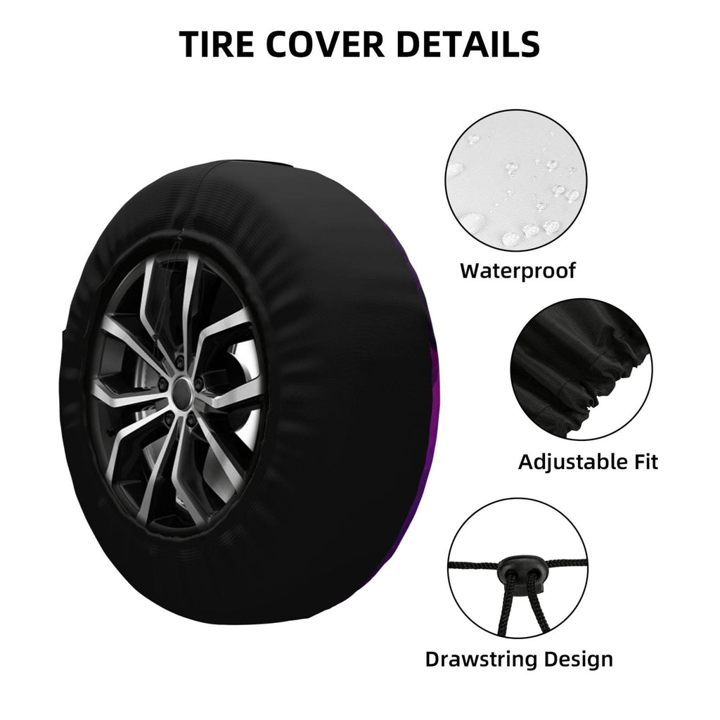 DouZhe Waterproof Spare Tire Cover, Cyberpunk City Night Landscape Prints Adjustable Wheel Covers Fit for Jeep Trailer RV SUV Car, 14 inch