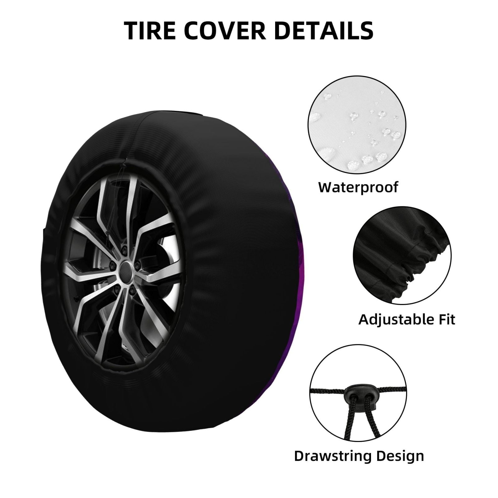 DouZhe Waterproof Spare Tire Cover, Cyberpunk City Night Landscape Prints Adjustable Wheel Covers Fit for Jeep Trailer RV SUV Car, 14 inch