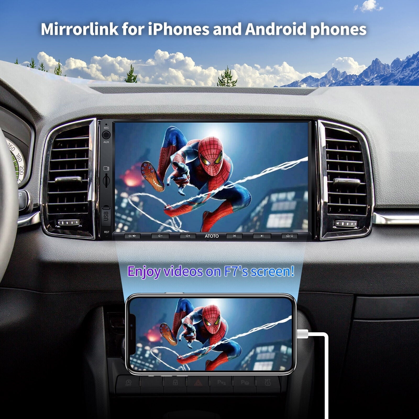 ATOTO 7inch F7WE Double Din Car Stereo Head Unit,Wireless Carplay Android Auto with Bluetooth GPS Quick Charge FM/AM