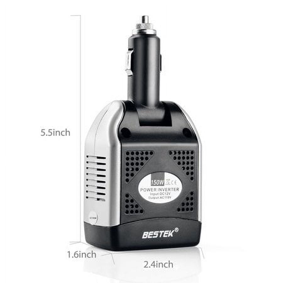 BESTEK 150W Power Inverter Car Charger with 2 USB Charging Ports (3.1A Shared)
