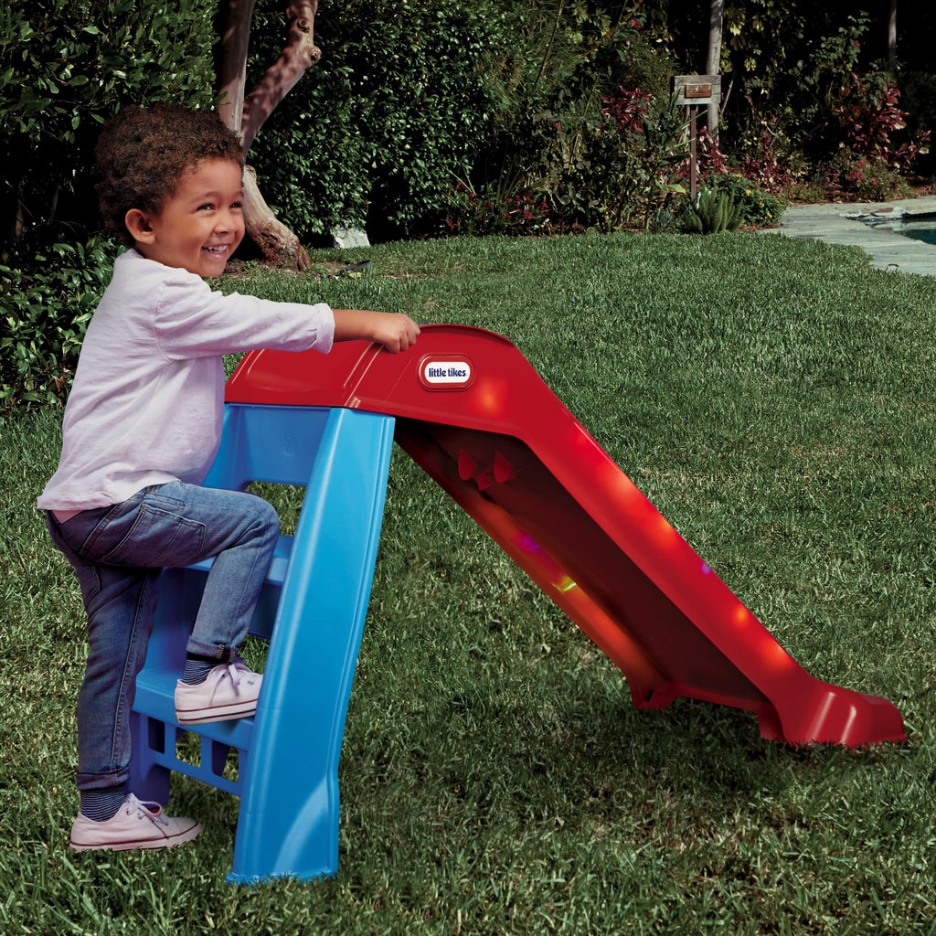 Little Tikes Light up First Slide Indoor Outdoor Playground Slide, Folding Easy Storage, Red, Blue, Kids Toddlers Boys Girls, 18 Months to 6 Years