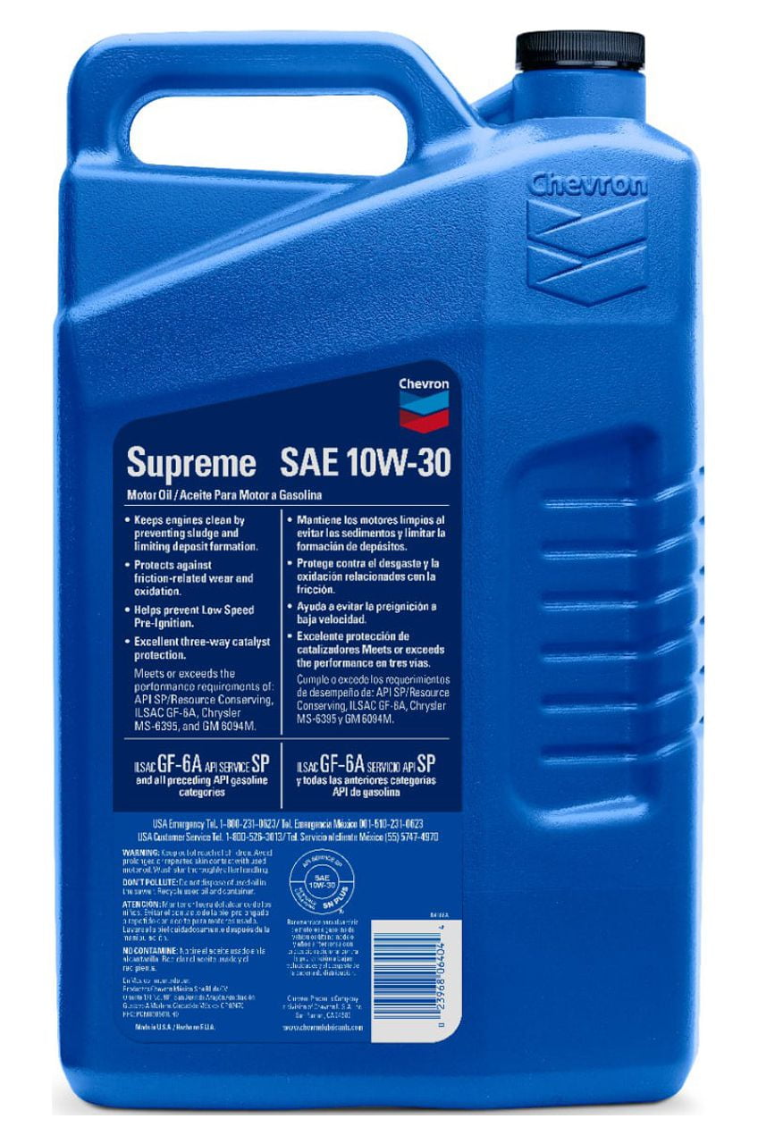 Chevron Supreme 10W-30 Motor Oil, 5 Quart