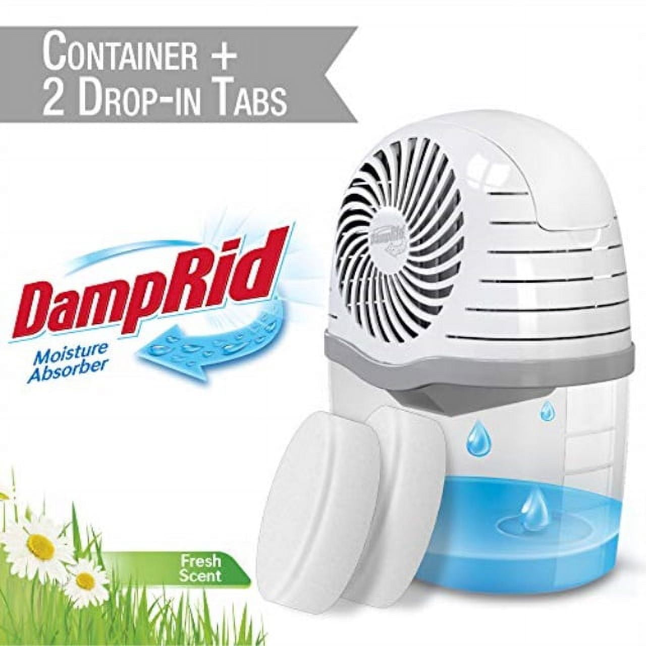 damprid dr drop container + 2 fs tabs-sioc moisture absorber, 2 count, white, 15 ounces