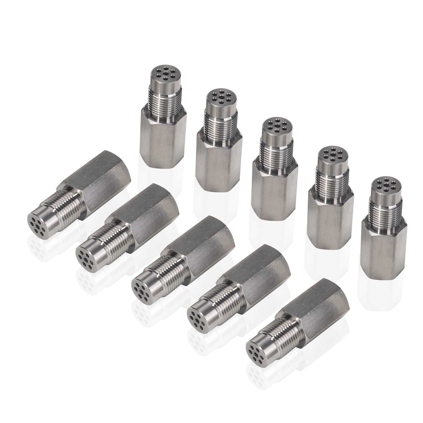 3mirrors Straight 58MM O2 Sensor Check Engine Light Eliminator Adapter M18x1.5 Mounting Fittings Accessories - Stainless Steel, 10-Pack