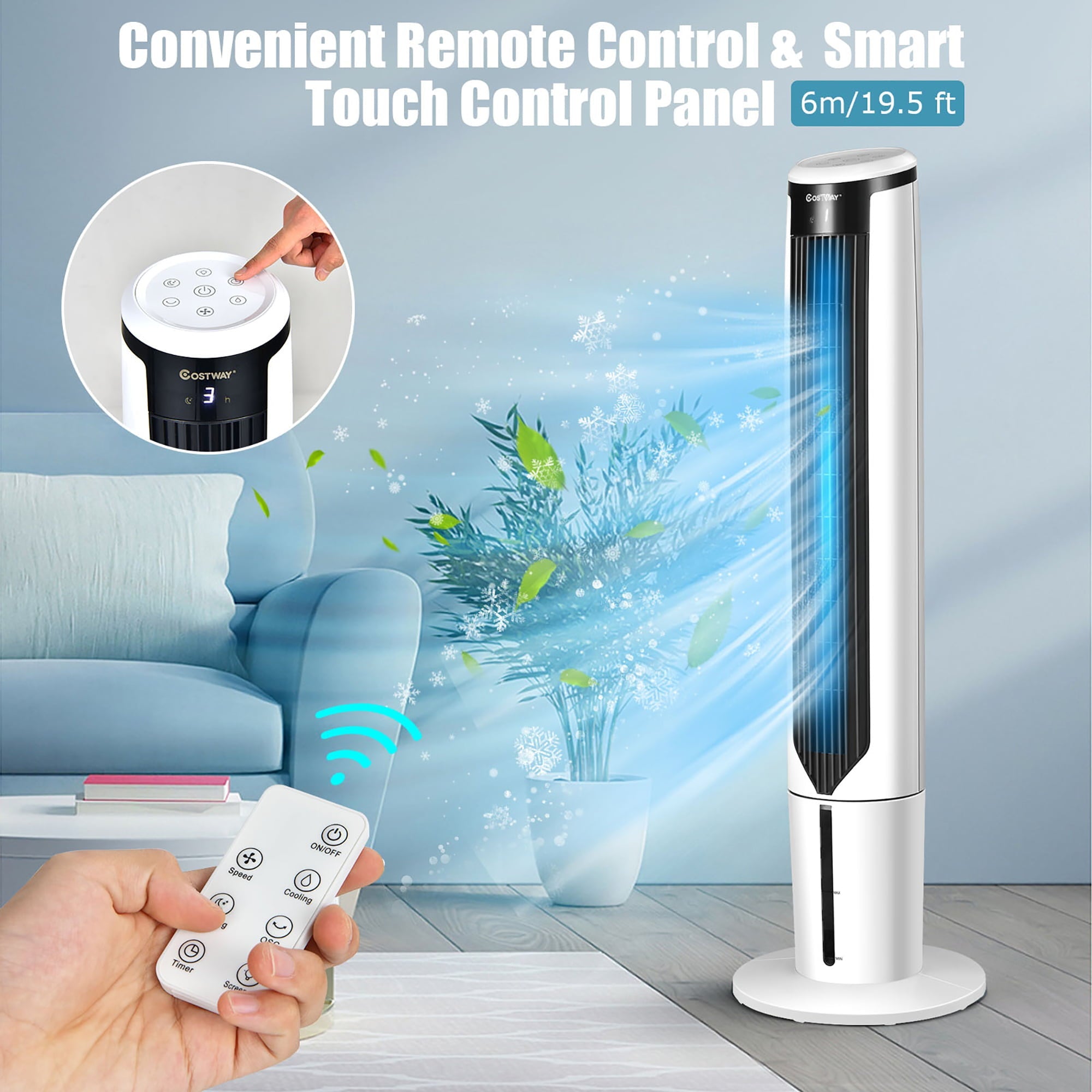 Costway 41'' Evaporative Air Cooler Quiet Cooling Oscillating Fan with Remote Control