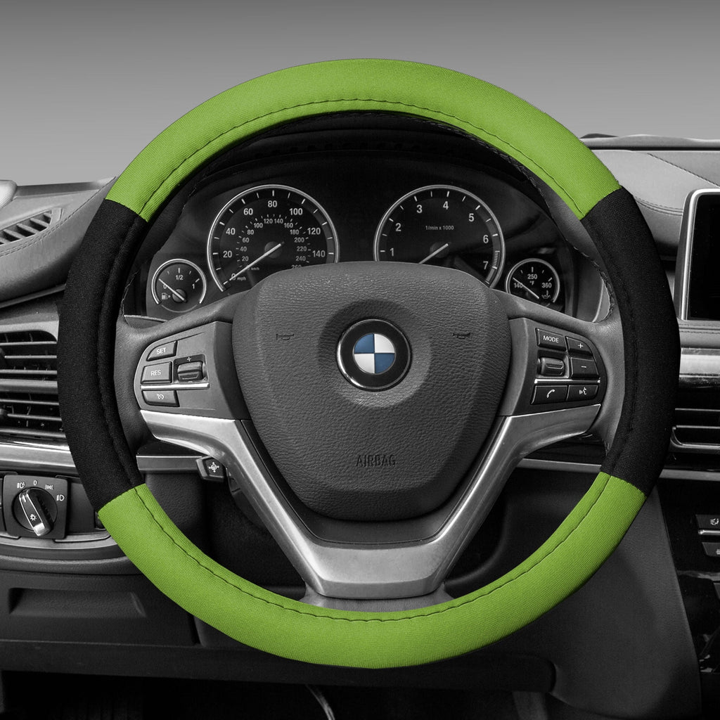 FH Group AFFH2033GREEN Modern Seat Belt Pads and Steering Wheel Cover Green 1.2 lb. w. Air Freshener