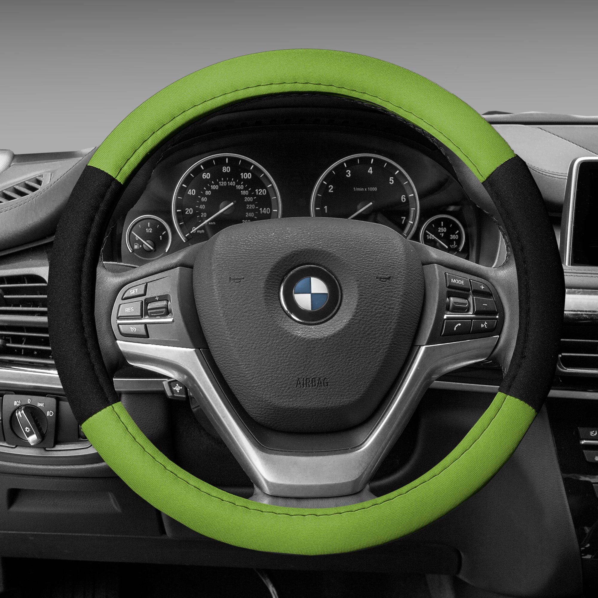 FH Group AFFH2033GREEN Modern Seat Belt Pads and Steering Wheel Cover Green 1.2 lb. w. Air Freshener