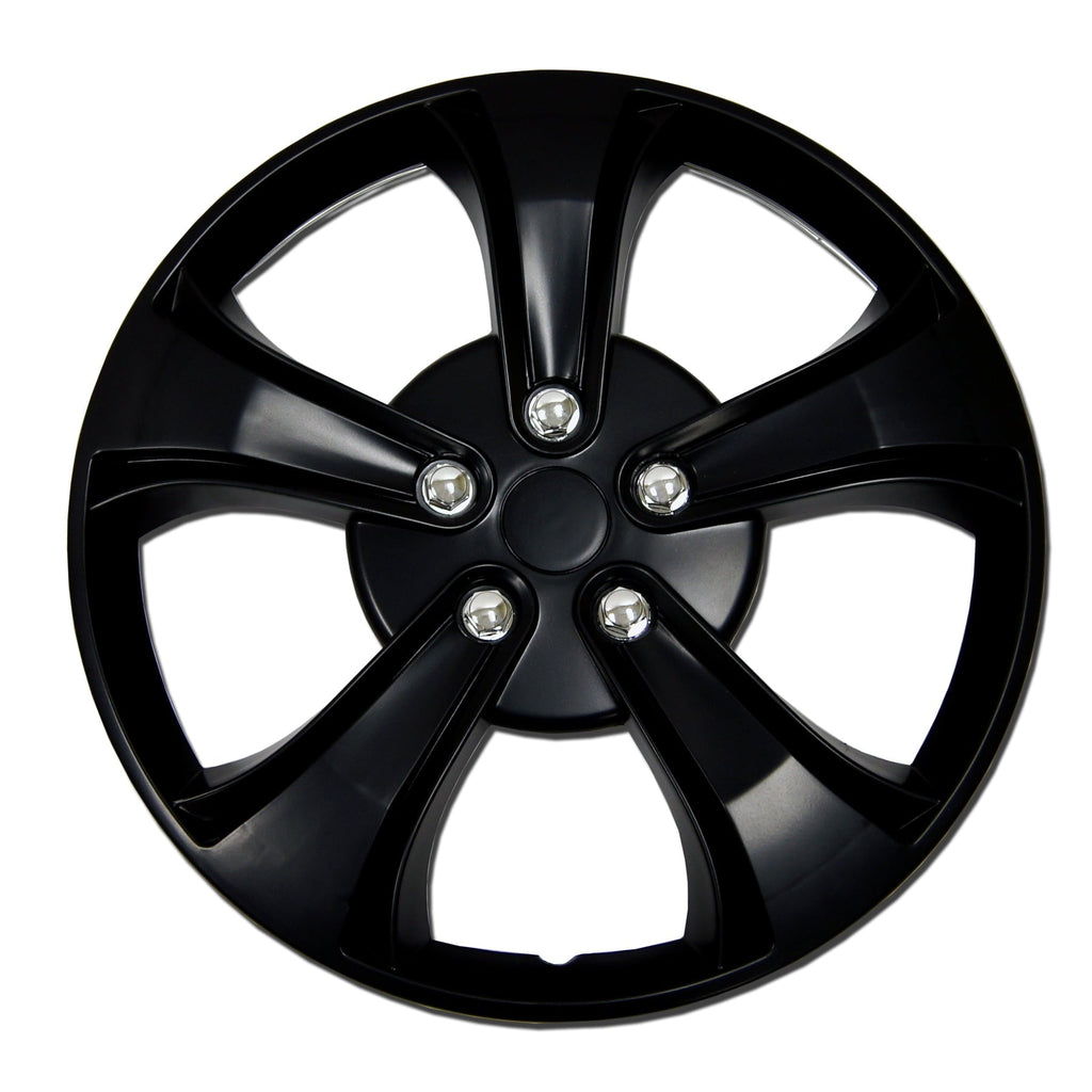 TuningPros WSC-616B17 Set of 4 Matte Black Hubcaps 17" - Hub Caps Wheel Skin Cover 17 inches 4 Pcs Set