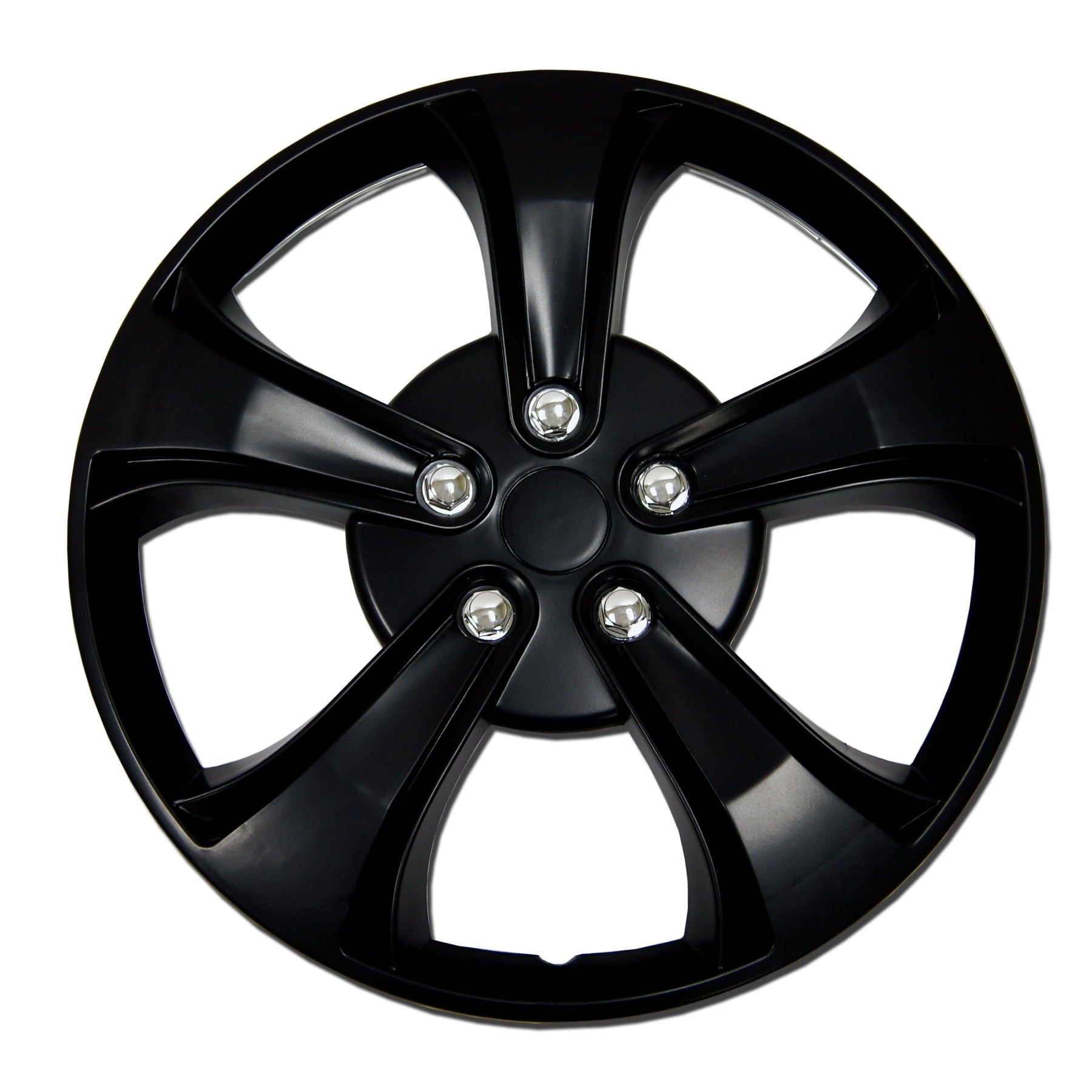 TuningPros WSC-616B17 Set of 4 Matte Black Hubcaps 17" - Hub Caps Wheel Skin Cover 17 inches 4 Pcs Set