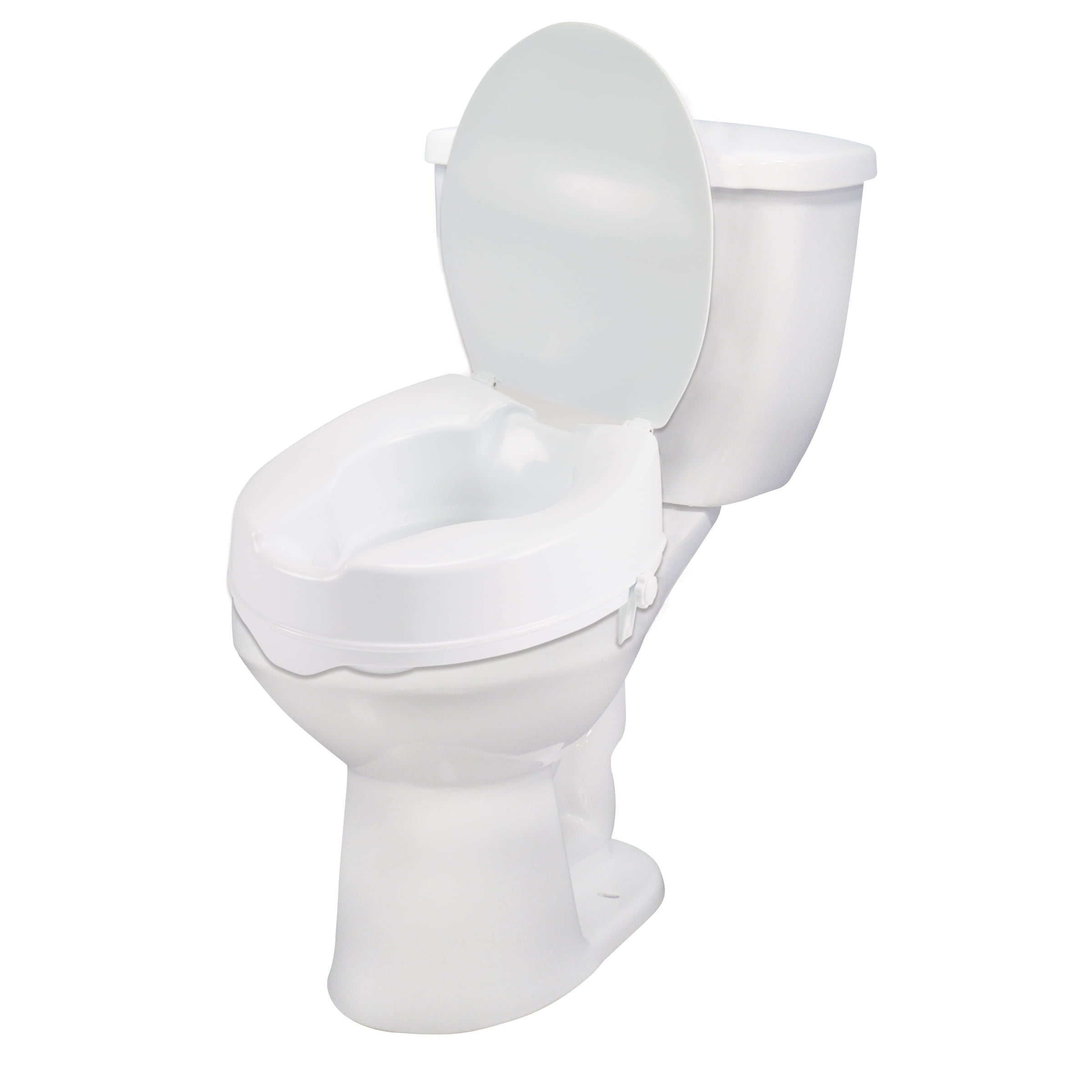 Drive Medical Raised Toilet Seat with Lock and Lid, Standard Seat, 4"