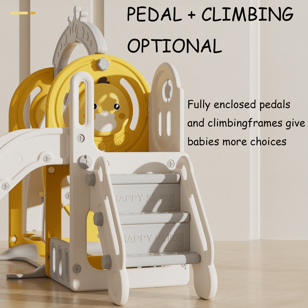 Toddler Slide Playground Tower Set with Swing, Kids Slide for Toddler with Climber, Swing, Basketball Hoop, Climber Hole, Aisle and Storage Space, Indoors Outdoor Playground Slide for Toddler Age 1+