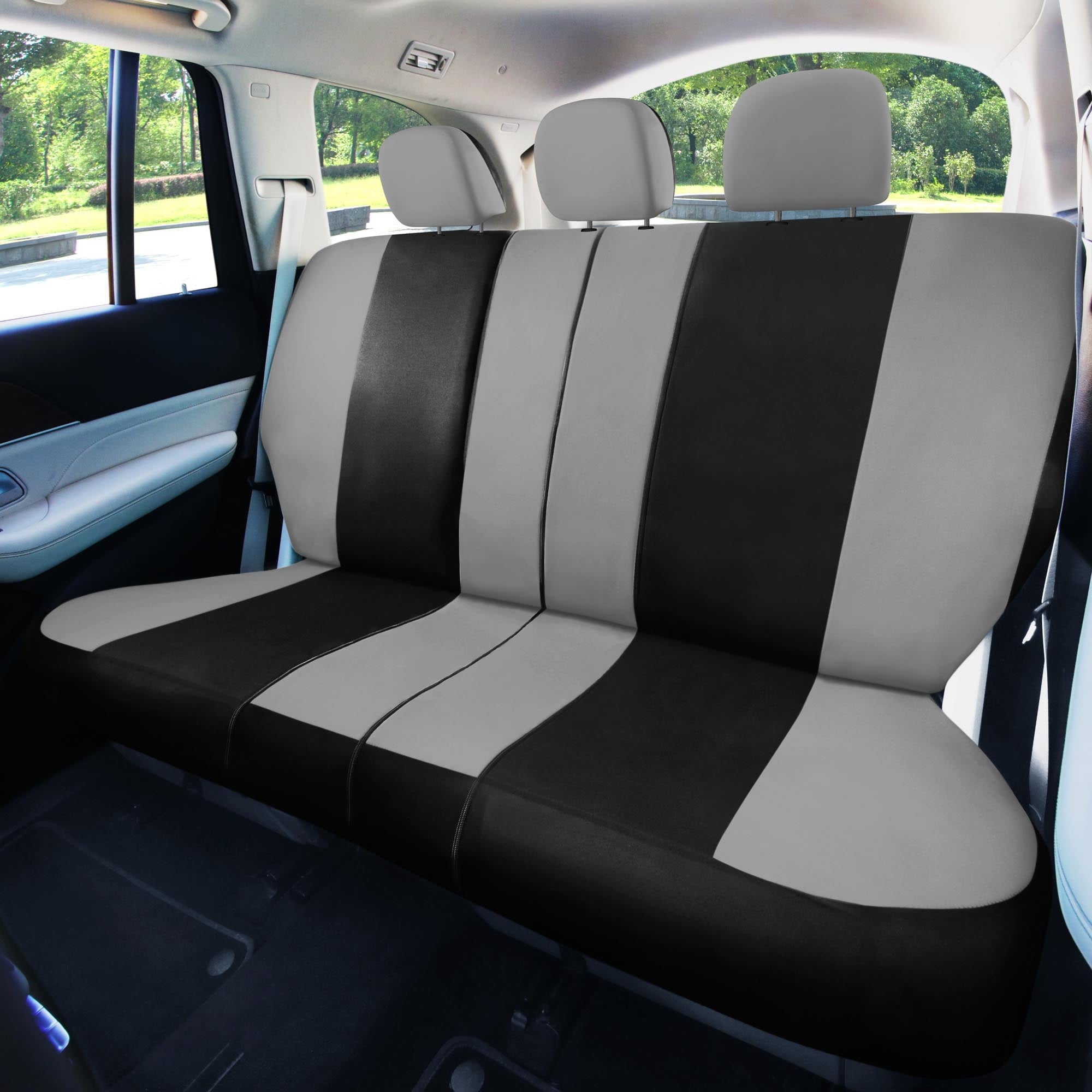 FH Group Light & Breezy AFFB030 Universal Gray Flat Cloth Full Car Seat Covers with Air Freshener