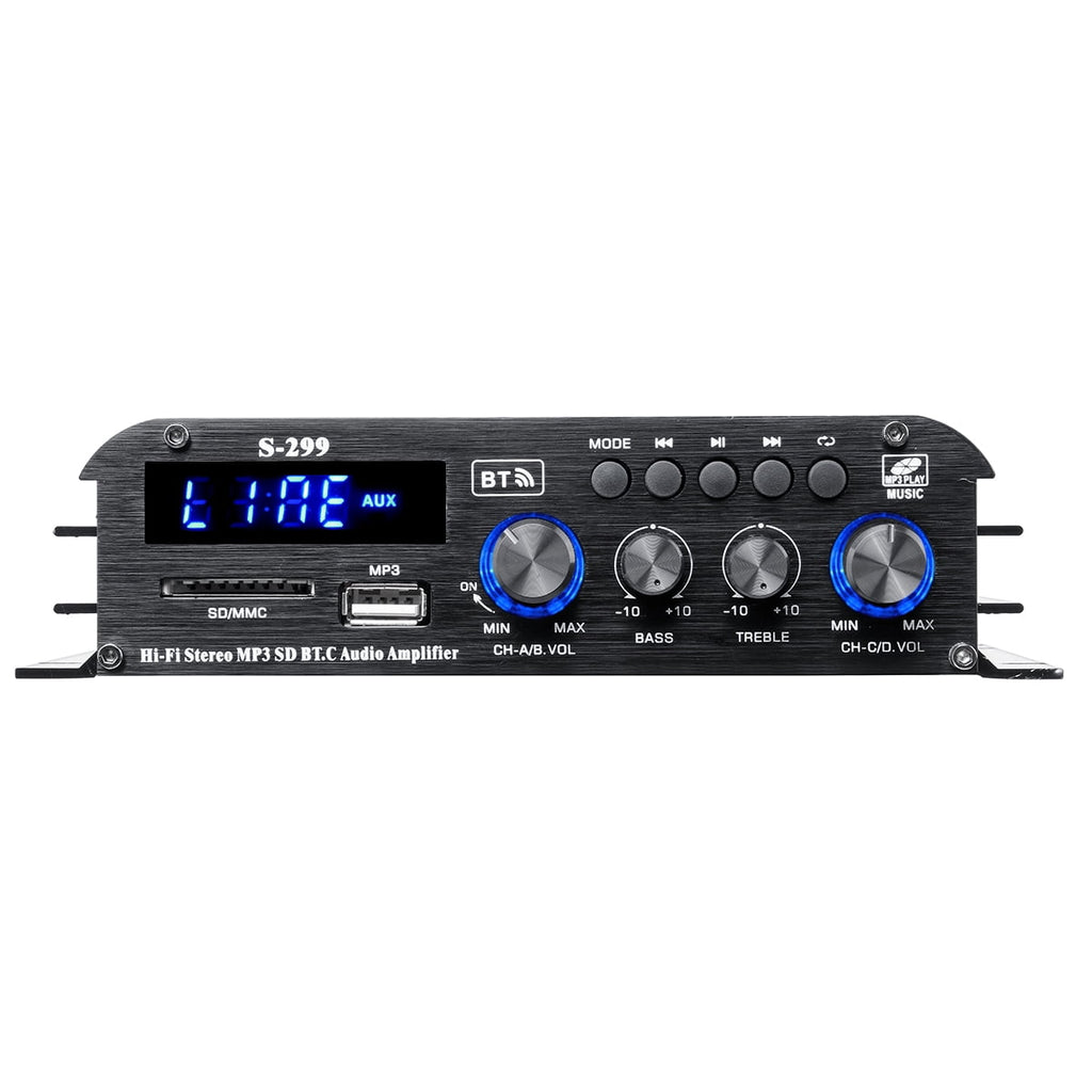 1600W Bluetooth Audio Power Amplifier, 4.1 Channel Support 2 Pairs Speakers 1 Subwoofer, Wireless HiFi Stereo Receivers for Home & Car