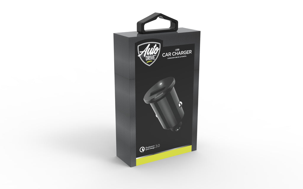 Auto Drive Black Quick Charge 3.0 USB Car Charger for Smartphones, Tablets and More